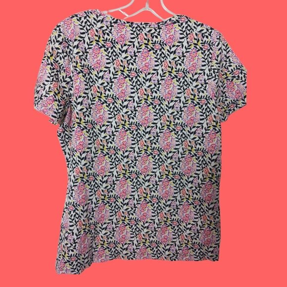 Charter Club Womens Floral Print Short Sleeve T-Shirt Multicolor Large - Picture 2 of 7